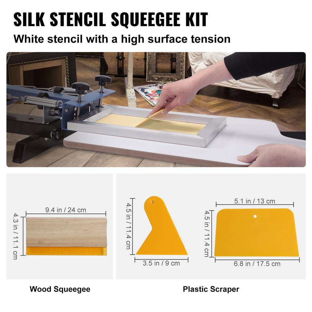VEVOR Screen Printing Kit, 3 Pieces Aluminum Silk Screen Printing Frames 6x10/8x12/10x14inch 110 Count Mesh