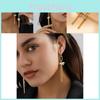 Elegant Long Tassel Pendant Earrings For Women With Faux Pearl Geometric Design