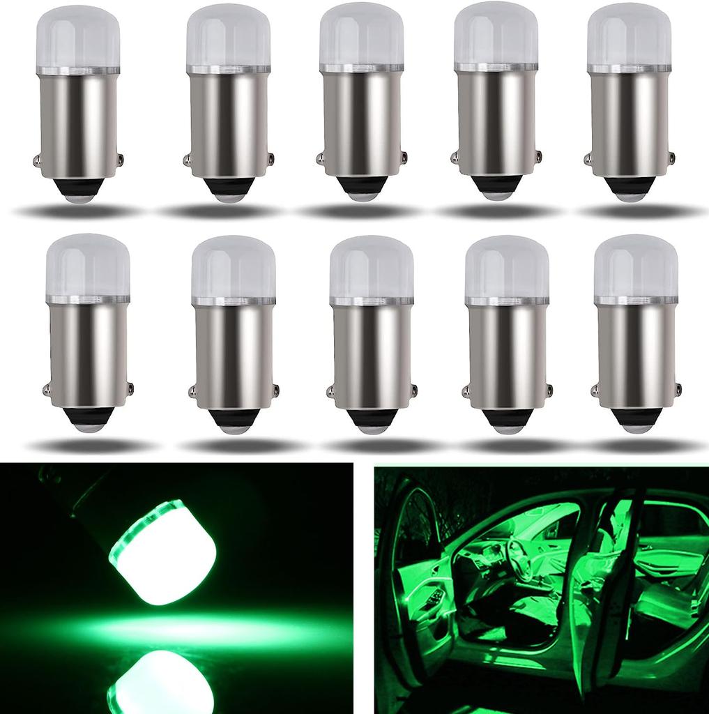YongMing BA9S G14 LED Bulb Position Lamp Waterproof Diffused Lens Room Lamp for Car Green 10pcs