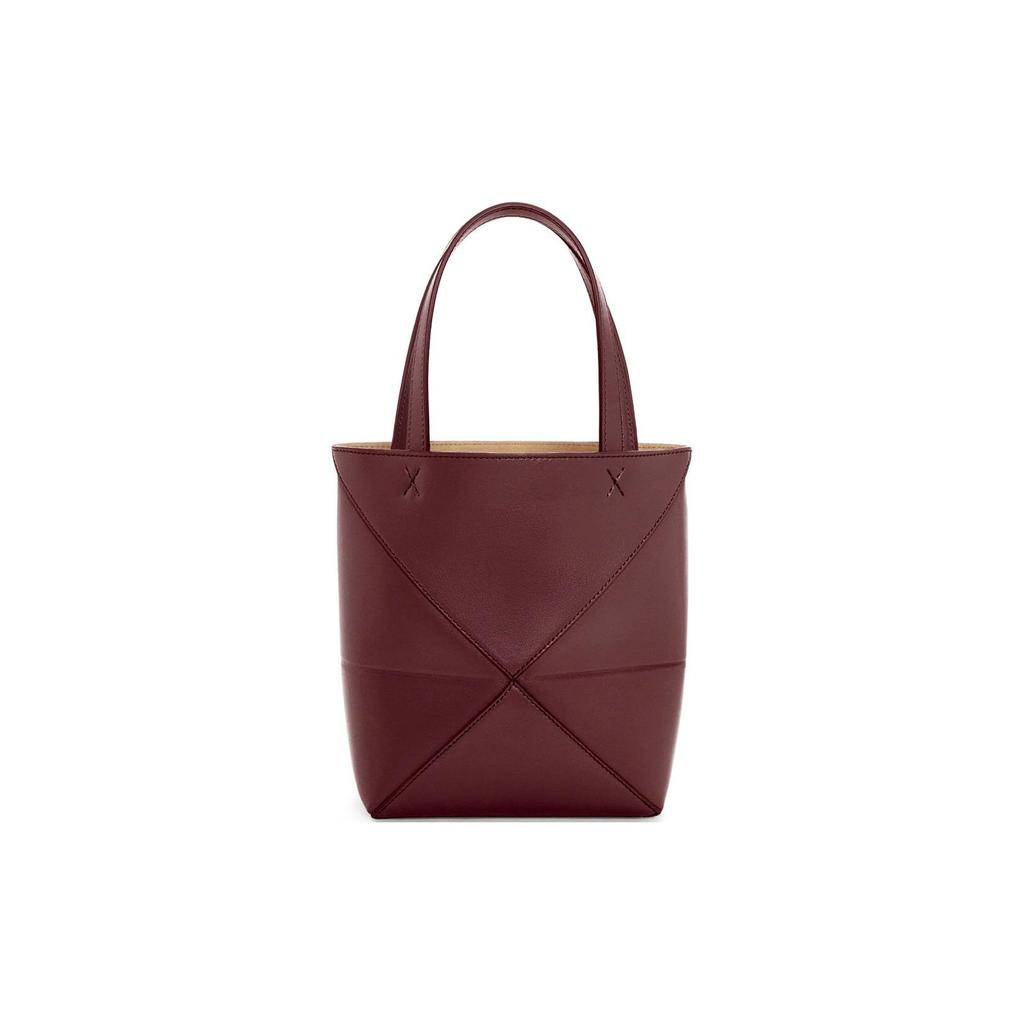 Loewe Logo Minimalist Leather Tote Bag Women Tote Bags Deep-Burgundy A657V25X01-7240