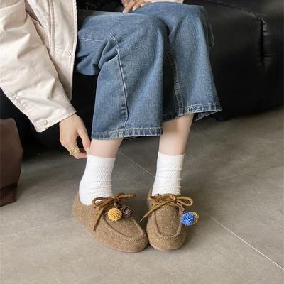 2025 новые туфли-одиночки женские на платформе с круглым носком, матовые, на плоской подошве, для повседневной носки, мягкая подошва, шерстяные, шерстяные боксенки