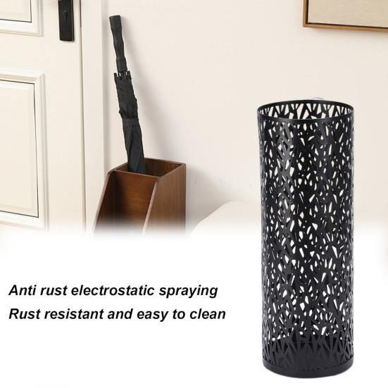 Umbrella Stand Rack Rustproof Corrosion Resistant Compact Design Metal Hollowed Freestanding Round Umbrella Holder Organizer Bin