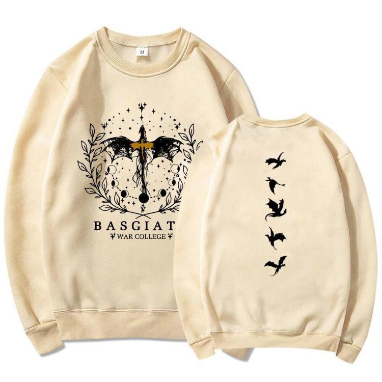 Vintage Women Long Sleeve Hoodies Pullover Casual Comfortable Fourth Wing Double Sided Sweatshirt Basgiath War College