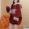 Sweatshirt Female Fall Hooded Loose Thin Velvet Long-sleeved Plus Size Tops Versatile Casual Pullover Sweater