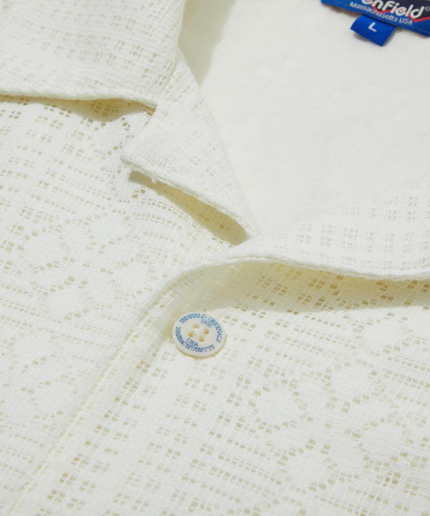 PENFIELD Crochet Open Collar Short Sleeve Shirt White_Fs2Wr12U
