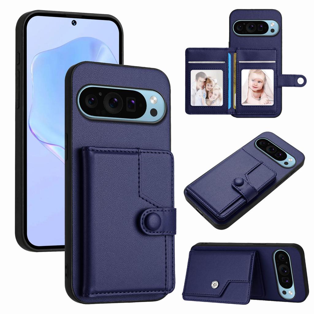 For Google Pixel 9 Case RFID Blocking Card Holder Kickstand TPU + PU Leather Phone Back Cover
