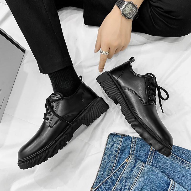 Casual Leather Patchwork Mens Shoes With Durable Rubber Sole For Everyday Wear