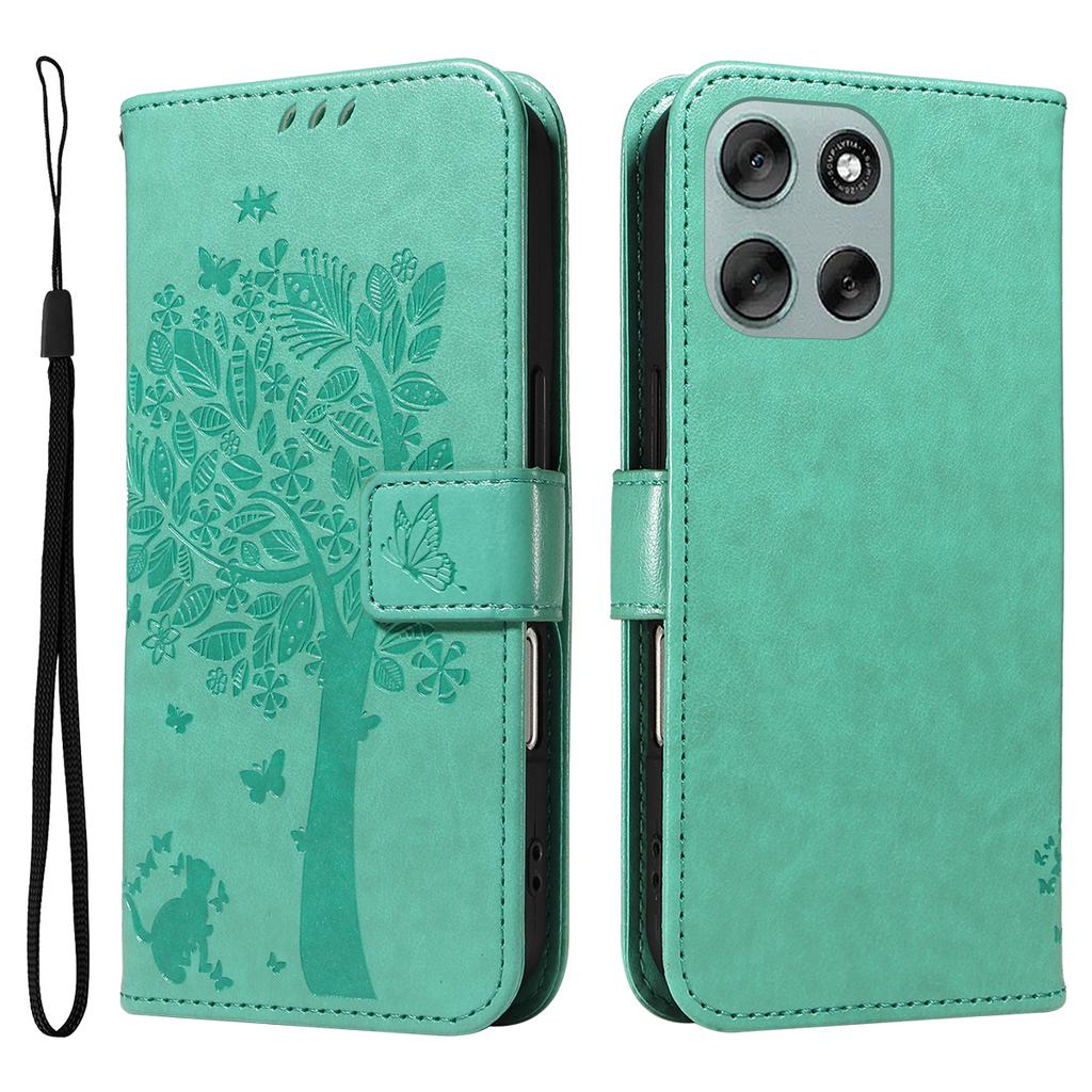 For Motorola Moto G56 5G Phone Case with Stand Cat Tree Pattern Leather Wallet Mobile Cover