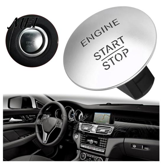 Start Button Replacement for Mercedes Engine Stop Switch Benz, Car Push Direct Plug-in Starter Switch, Button, Accessory Metal Panel Butto