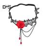 Women Leg Chain 3D Rose Decor with Elastic Band Tassel Chain Faux Crystal Pendant Leg Jewelry Wedding Night Club Party Thigh Garter