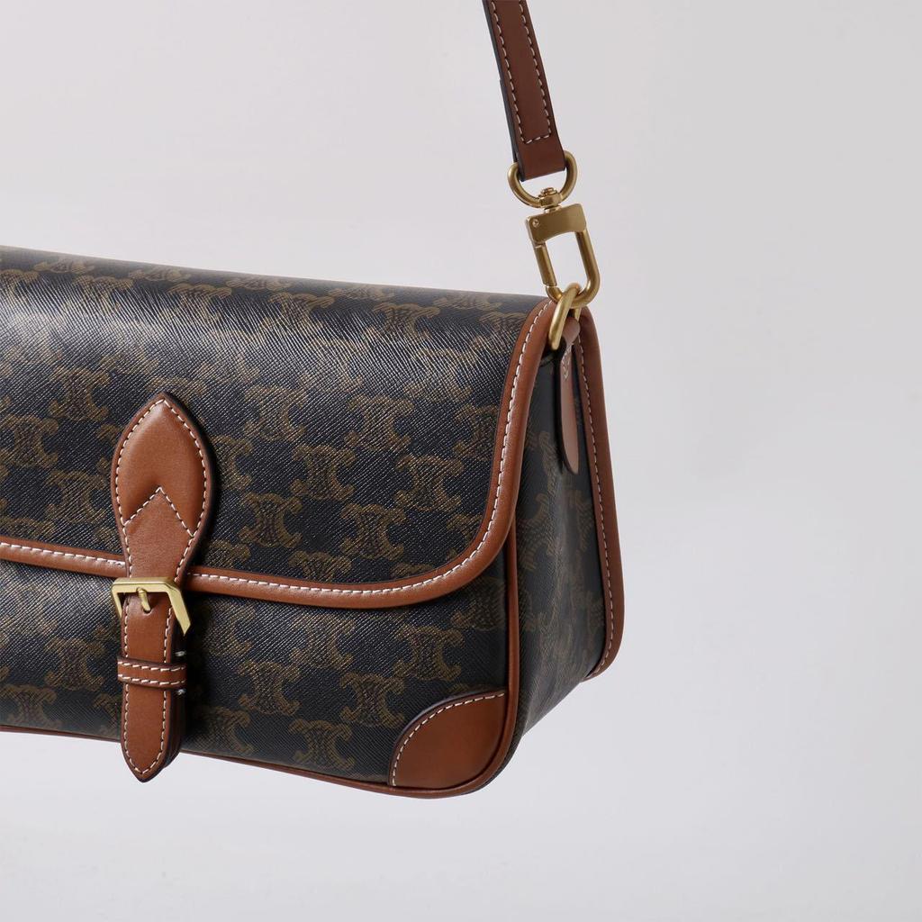 Женская кожаная сумка-багет Arc de Triomphe, носимая под мышкой - Модель 2025 года, бывшая в употреблении