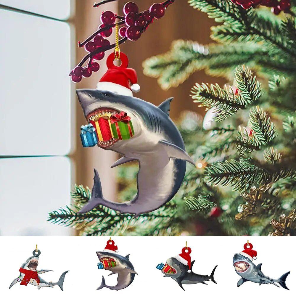 Marine Animal Christmas Shark Pendant Acrylic Christmas Tree Decoration Party