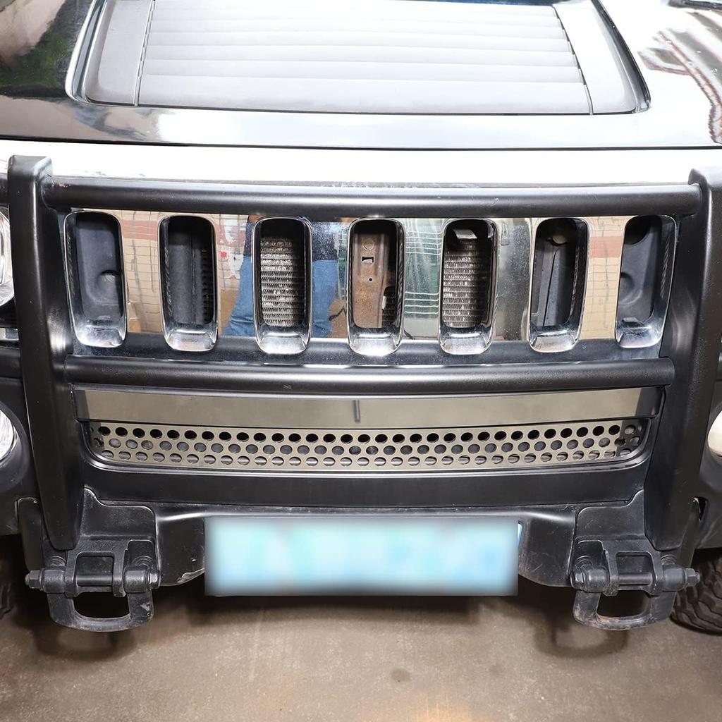 Stainless Steel Honeycomb Mesh Grill Spoiler Bumper Vent fit for Hummer H3 2005-2009,Vent Mesh Grille Accent Trim Cover