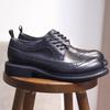 Европейские американские туфли Brock Business Casual из кожи, мужские официальные туфли в британском стиле из кожи с гравировкой на толстой подошве, увеличивающие рост
