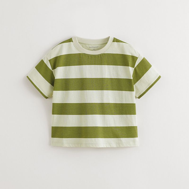 Mark Jenny Boys' American Casual Striped Short-Sleeved T-Shirt Kidsren's Top 2026 Summer New Style 550629
