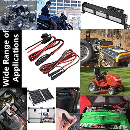 GTIWUNG 2pcs 2ft SAE Connection Cable SAEDC Adapter Cord 14AWGSAE Harness Extension Cable Battery Tander DIY Connector 10A Fuse Battery Charging