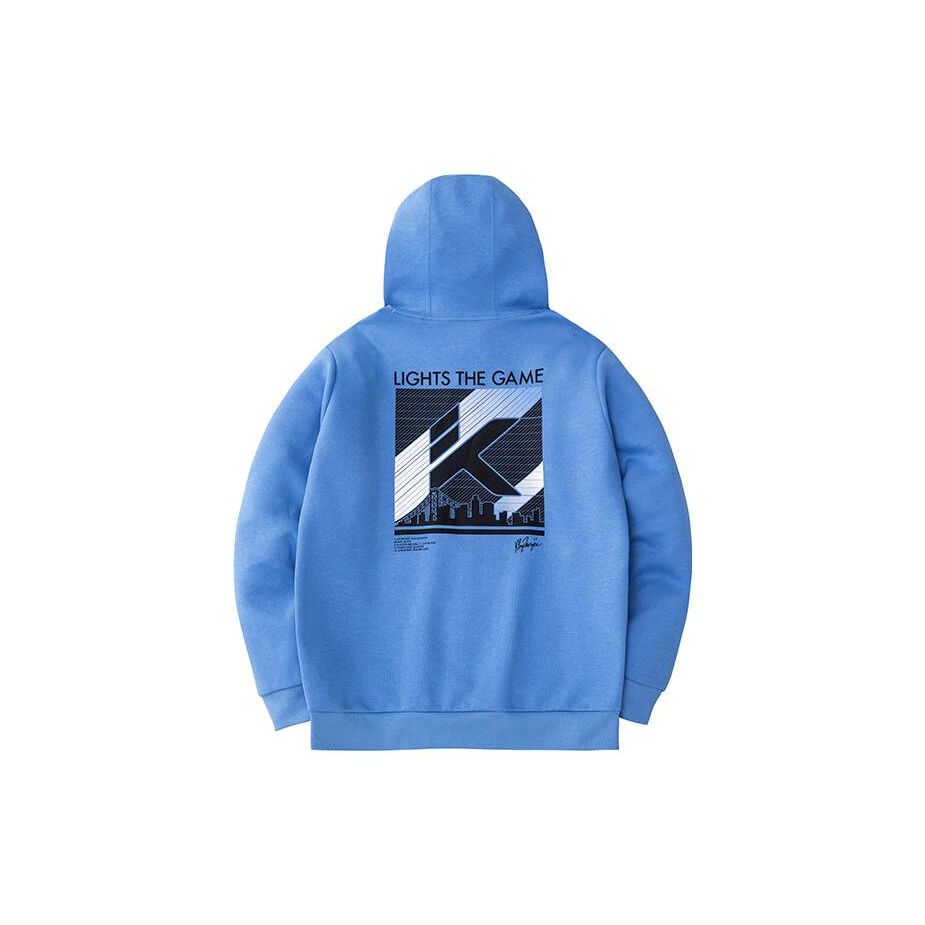 Anta Basketball Series Back Print Letter Casual Pullover Hoodie Men Tops Light-Purple Blue 152411734-5