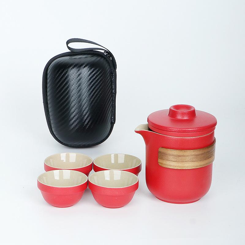 Travel Kung Fu Tea Set Small Set Portable Kuaike Cup One Pot Four Cups Outdoor Tea Pot Tea Cup Gifts