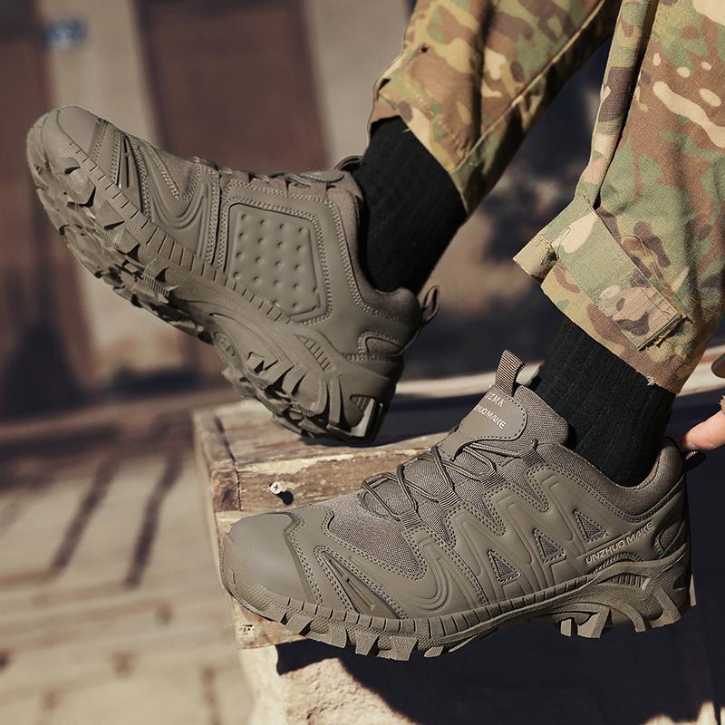 Мужские походные ботинки Противоскользящие Низкие тактические ботинки Мужская повседневная шнуровка Прочные Дышащие Плоские Повседневные Спортивные туфли