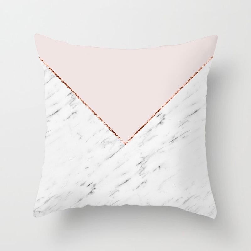 New Simple Geometric Sofa Pillow Cover, Pink Polyester Home Office Pillow Cover, Peach Skin Pillow