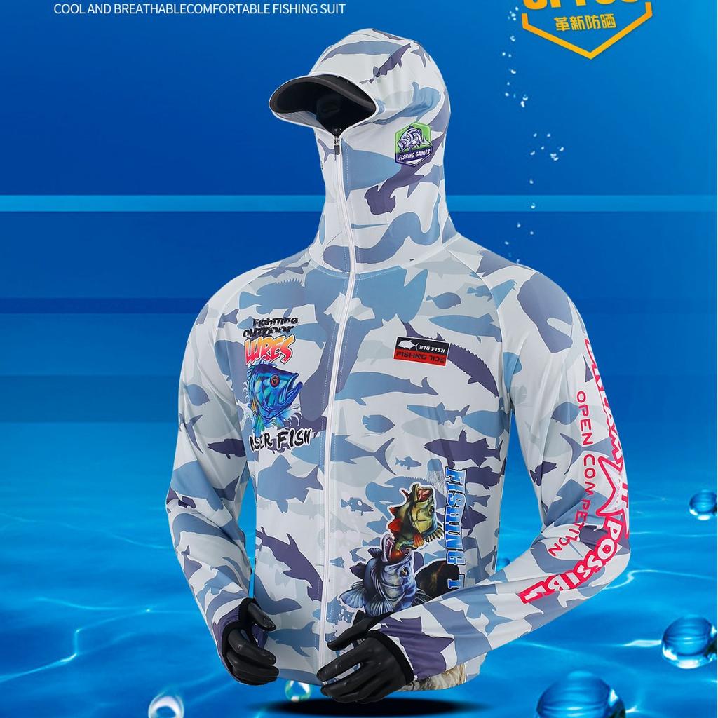 New fishing clothing sunscreen clothing men's summer breathable ice silk clothing men's outdoor sports quick-drying mosquito-proof sunscreen clothing