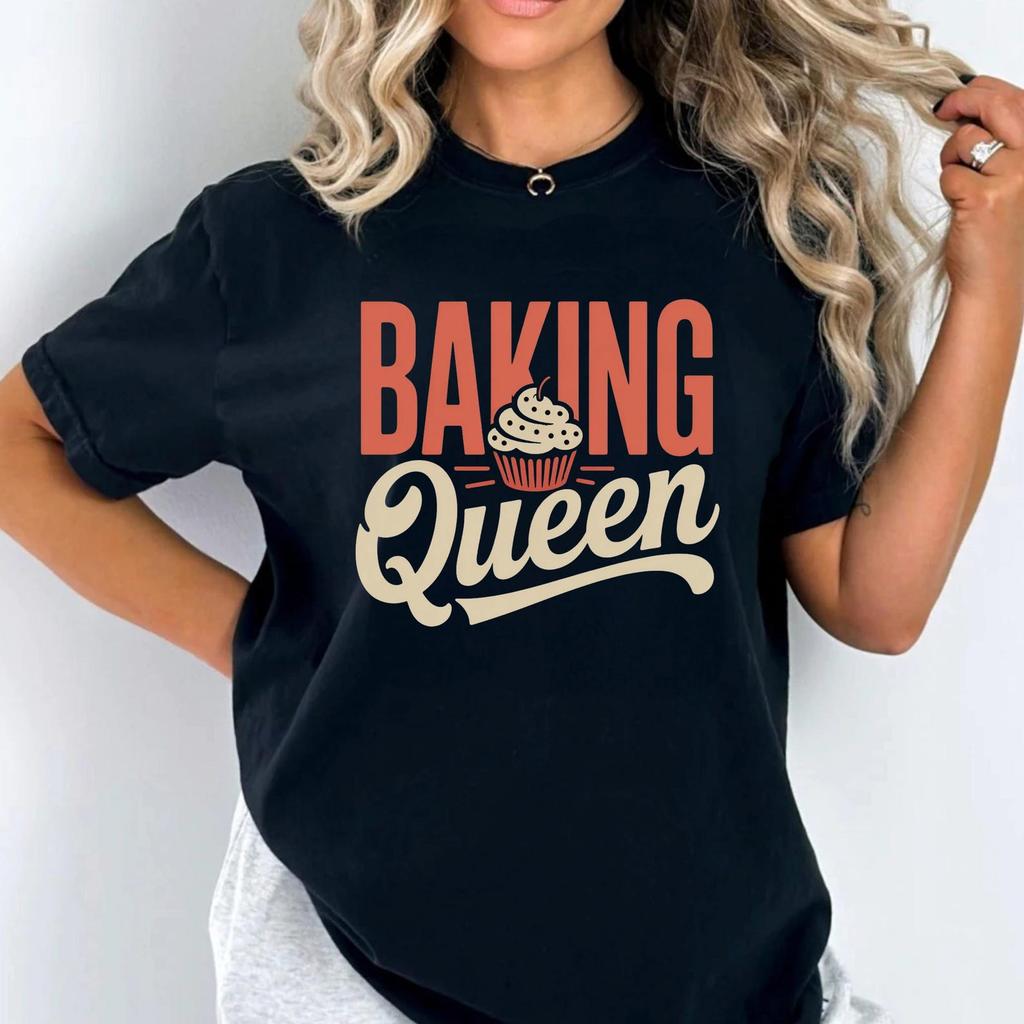 Baking T-Shirt – Baking Queen Cupcake Graphic Tee for Home Bakers & Bakery Owners