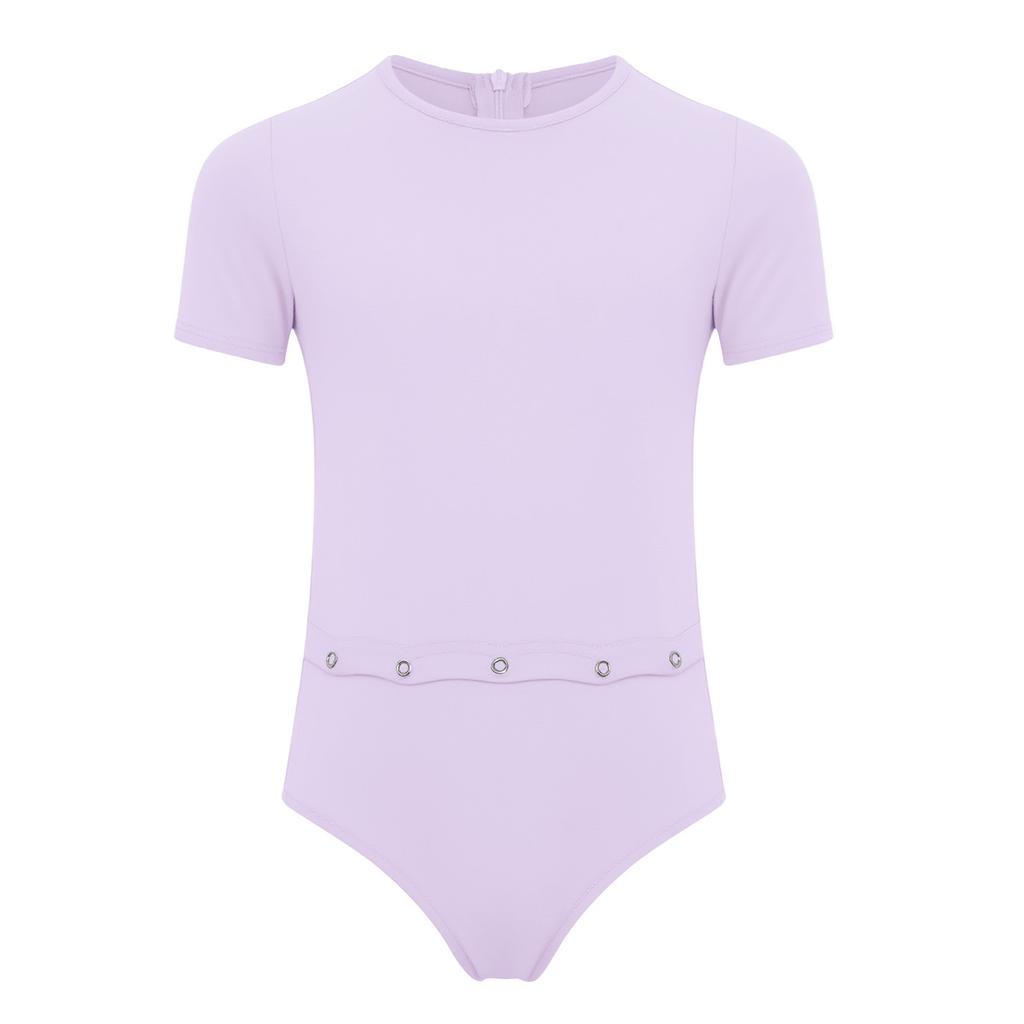 Унисекс Детская Адаптивная Одежда Ромпер с Невидимой Молнией Сзади Против Снимания Круглый Вырез Короткий Рукав Боди