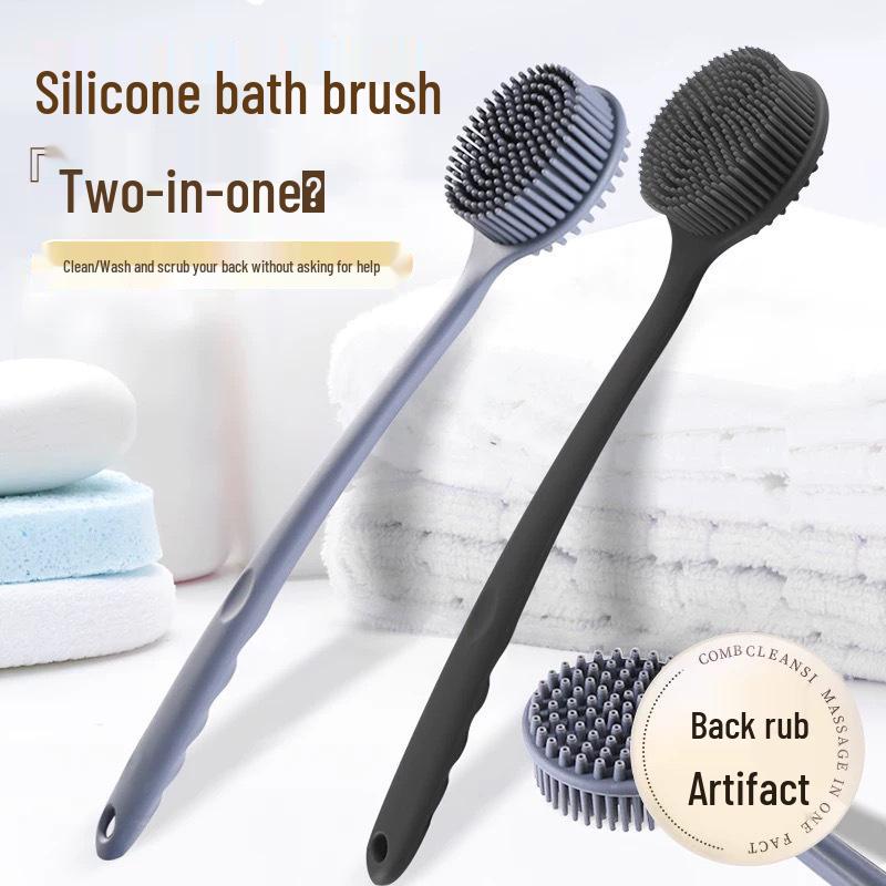 Silicone Long Handle Bath Brush & Double-Sided Back Scrubber