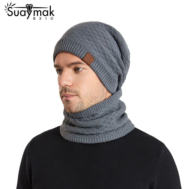 Winter Outdoor Warm Hat Women's Scarf Pullover Hat Men's Plus Velvet Warm Ear Protection Knitted Wool Hat