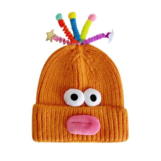 Мультяшная шерстяная шапка с выдвижными щупальцами, теплая вязаная шапочка для детей, головной убор с опорой для катания на лыжах