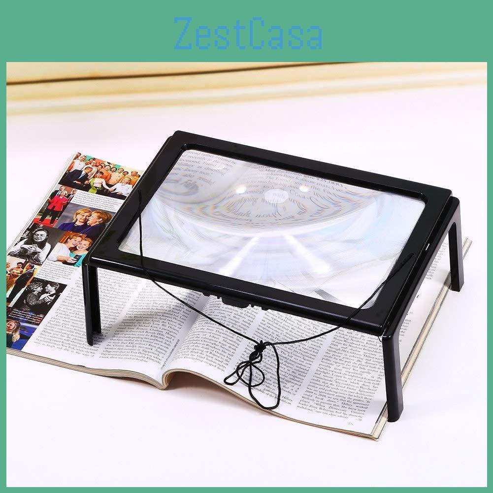 Foldable Portable A4 Rectangular 3x Reading Magnifying Glass With Led Light For Seniors Reading And Learning
