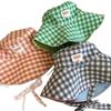 1Pc Women Summer Uv Protection Wide Brim Sun Hats With Chin Strap Cute Pastel Plaid Beach Hat For Outdoor Travel & Daily Wear