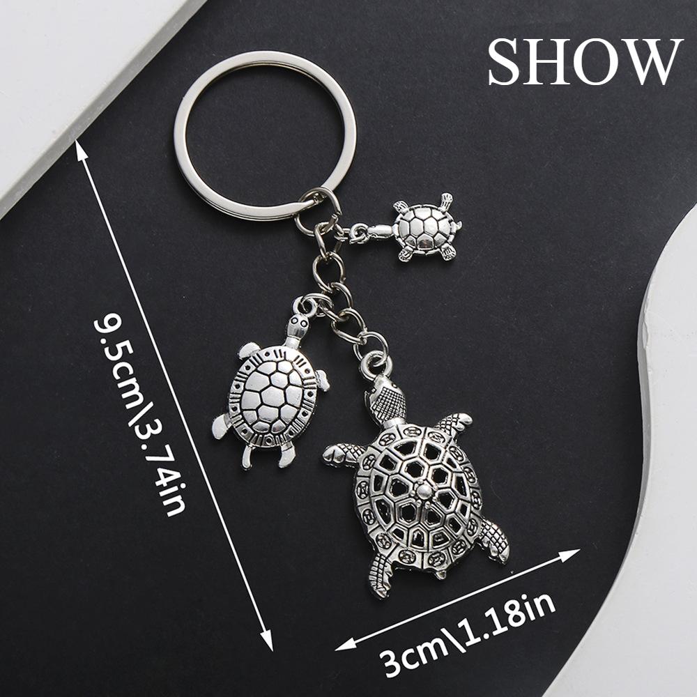 Креативный и изысканный брелок-подвеска в виде черепахи из цинкового сплава, имитация старинного серебра, гальваническое покрытие, персонализированный брелок для ключей в виде животного, автомобильный кулон