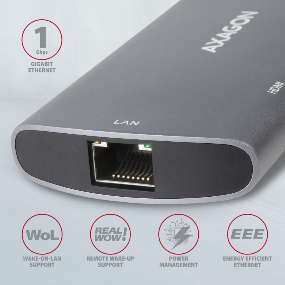 Хаб HMC-6M2 USB-C 3.2 Gen 1 хаб w. M.2 SATA + HDMI + GLAN + 2x USB-A + PD 100 Вт