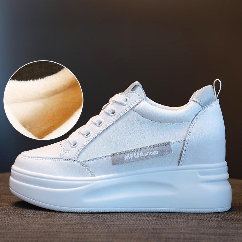 Harajuku Hollow Breathable Inner Height Increase Women Shoes Lace-up Slope Heel Versatile Thick Bottom Sports Shoes Trendy