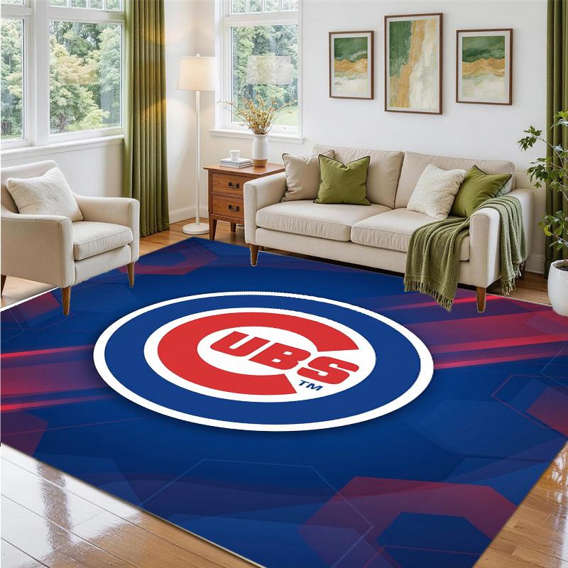 Chicago Cubs Design Crystal Velvet Rug Soft Decorative Mat for Bedroom Entrance