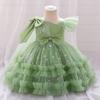Baby Girls Formal Dress With Bow Shawl Princess Gown Pageant Birthday Party