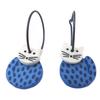 [Q9717] - Blue and White 'Marionettes' Handcrafted Hoop Earrings (cat) - 18 Mm - 15x12 Mm