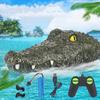 2.4GHz Remote Control Crocodile Head 4 Ways Summer Outdoor Pool Lake Pond RC Floating Crocodile Boat Educational Toy Toddlers Boys Girls Present
