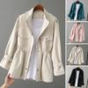 Autumn Winter Women Jacket Stand-up Collar Chest Pockets Zipper Closure Slim Waist Solid