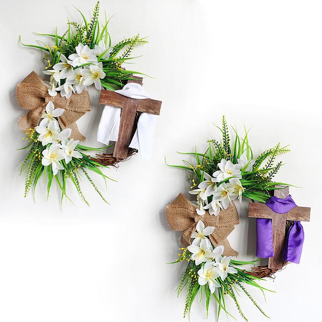 Easter Wreath With Cross Rustic Grapevine Easter Wreath With Bow Easter Decorations Easter Decor