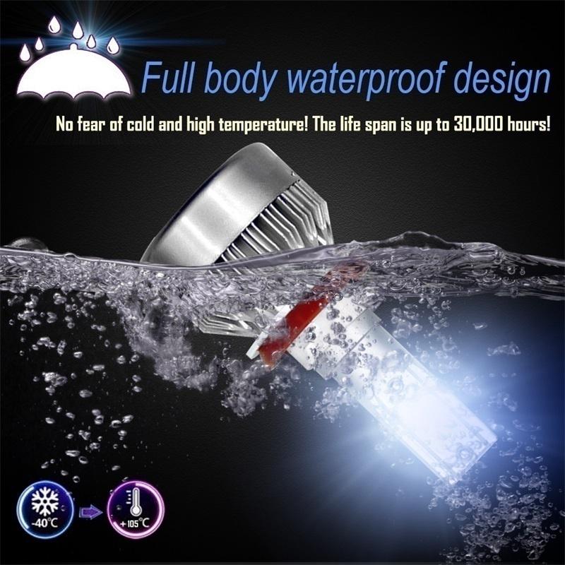 2 шт. Водонепроницаемые светодиодные фары Kits6000K белый свет Hi / Lo луч автомобильные лампы противотуманные фары лампы для вождения