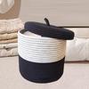 Woven Rope Basket with Lid ,Round ,Multipurpose Nursery Bin Decorative Laundry Organizer for