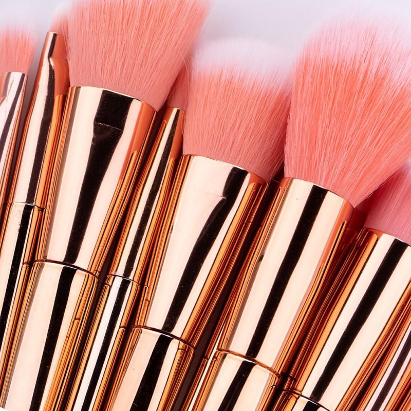 12pcs Rose Gold Makeup Brush Set Plastic Handle Blush Eyeshadow Brushes Beauty Tools
