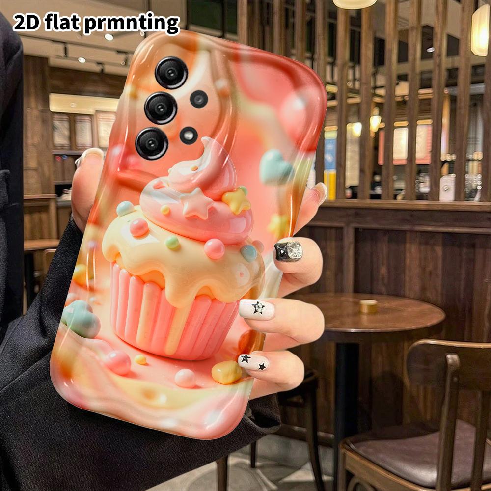 Phone case: 2D flat design suitable for Samsung Galaxy A34 A35 M05 M06 S20 S22 S21 FE Plus 5G protective case, cupcake, perfect Christmas and Hallowee