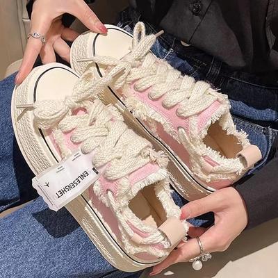 Модная розовая парусиновая обувь женские кроссовки на платформе Basket Femme весна 2025 новая корейская версия обувь нищего белая обувь обувь для скейтборда