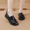 New Flat-soled Women's Shoes Leather Casual Color Matching Women's Single Shoes Medium and Large Size Shoes