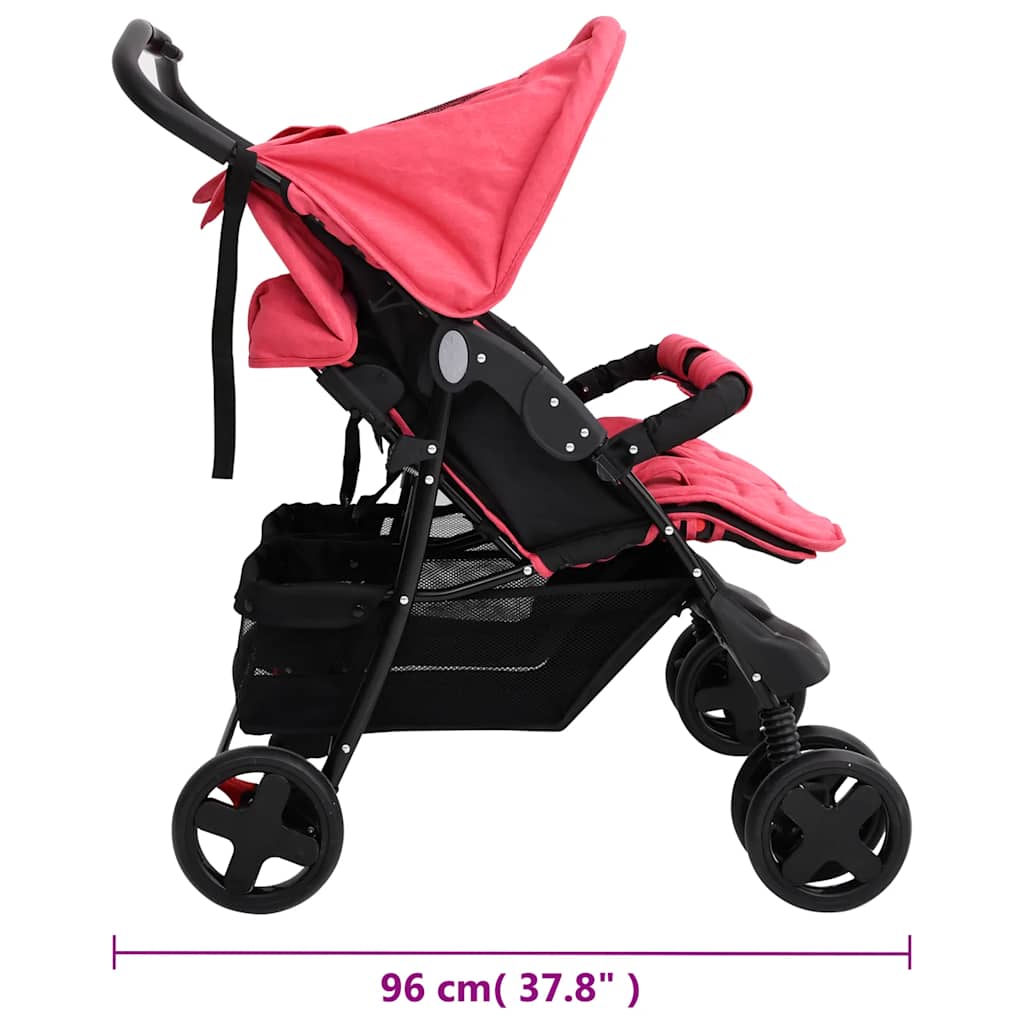 Twin Stroller Red Steel