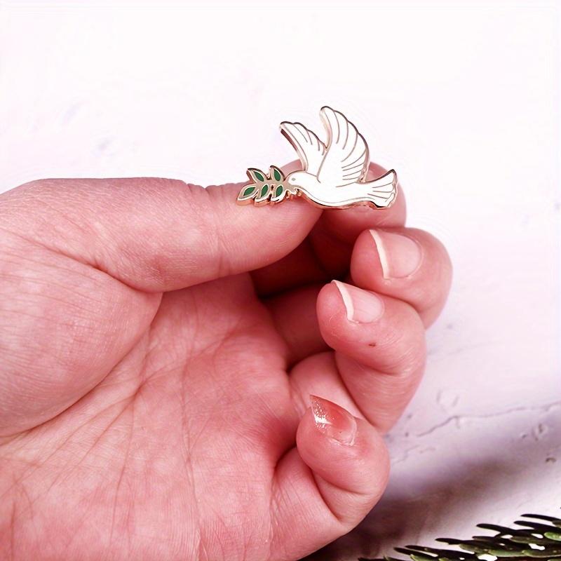 Эмалевая булавка с изображением голубя мира и оливковой ветви - женский значок с изображением голубя с изображением животного - уникальные новинки