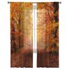 Шифоновые прозрачные шторы с кленовыми листьями и лиственным лесом для гостиной, украшения дома, оконная вуаль, тюлевые занавески, шторы